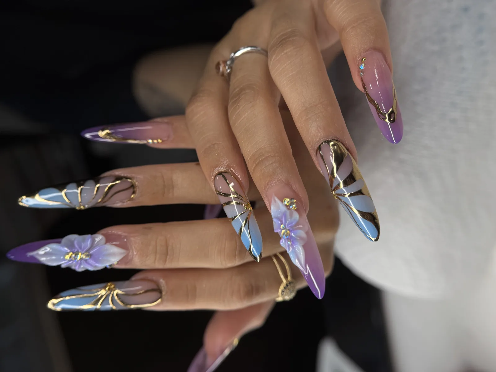 Purple ombre with 3D florals