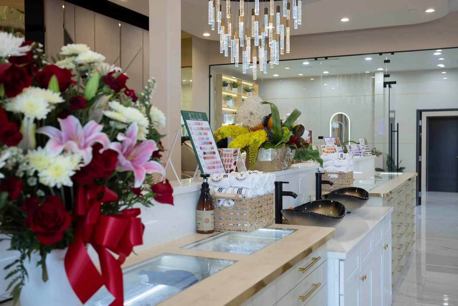 A pedicure station, freshly prepared